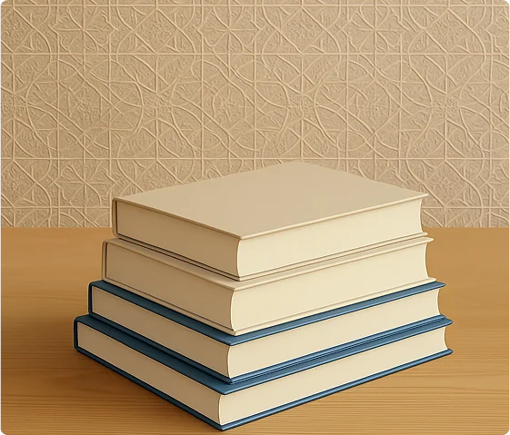 Show-books-placed-on-wooden-table-with-clean-surrounding-1